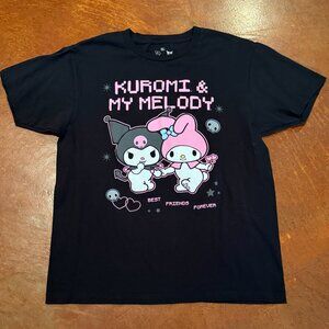 Women's Sanrio Kuromi and My Melody T-Shirt Black Size XL